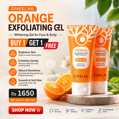 Orange Exfoliating gel (face/body gel)  buy one get 1 free.
