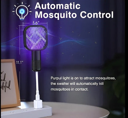 USB  Mosquito Swatter Racket | High-Power Electric Bug Zapper Bat with LED Light |Safe, Portable & Efficient